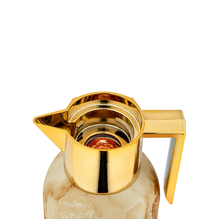 Almarjan 2 Pieces Vacuum Flask Set Beige Marble & Gold - MAG-MLB