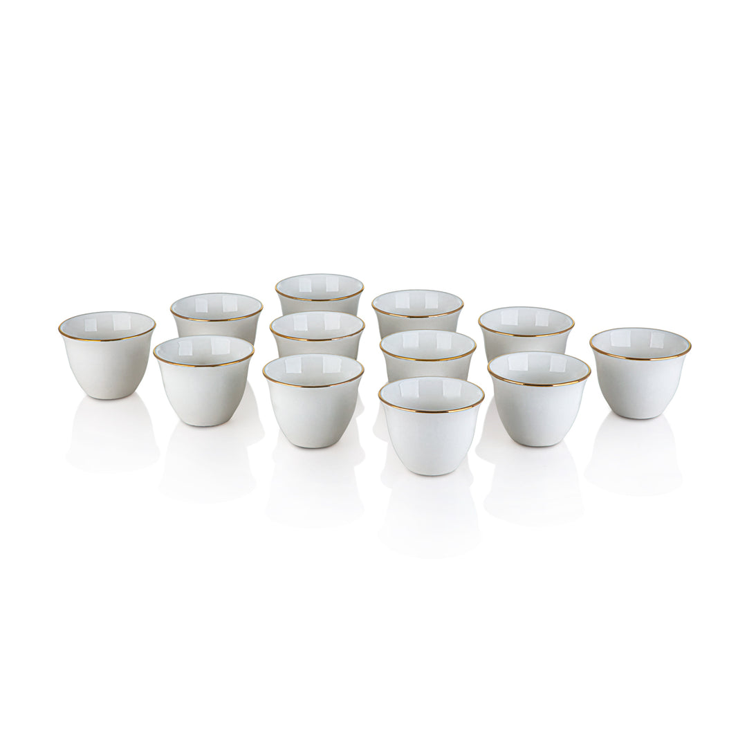 Almarjan 12 Pieces Porcelain Cawa Cups With Golden Rim - PAS0010009