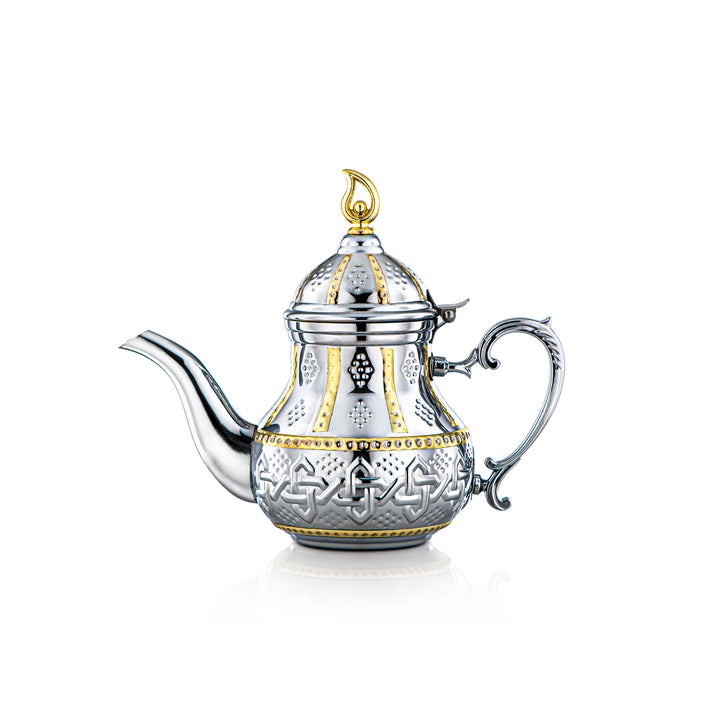 Almarjan 0.8 Liter Sahara Collection Stainless Steel Teapot Silver & Gold - STS0010996