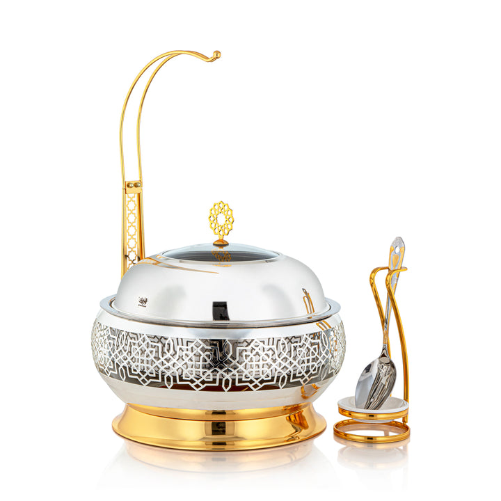 Almarjan 6.5 Liter Chafing Dish With Spoon Silver & Gold - STS0012928