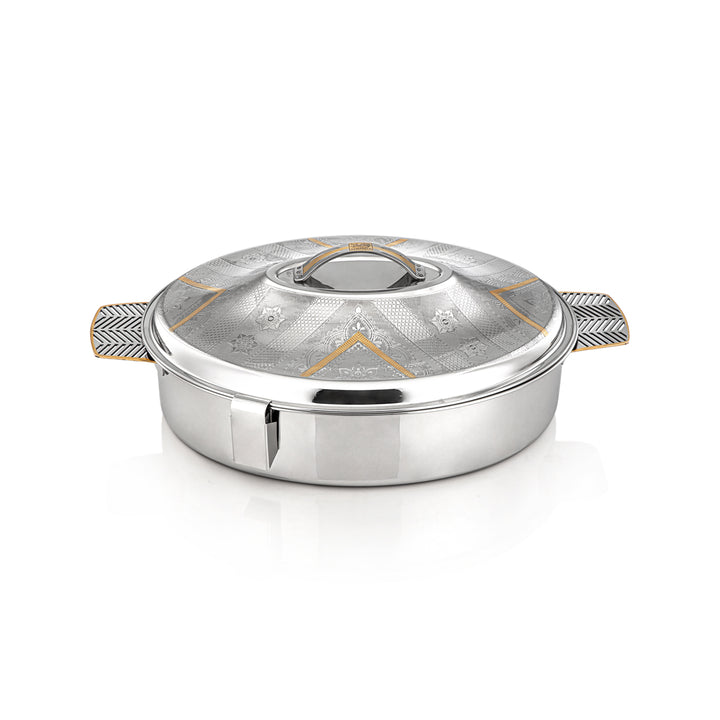 Almarjan 35 CM Mandi Collection Stainless Steel Oval Hot Pot Silver & Gold - H23EPG1
