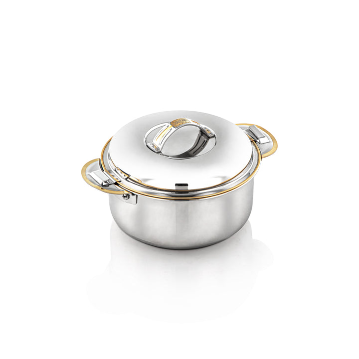 Almarjan 1000 ML Classic Collection Stainless Steel Hot Pot Silver & Gold - H23PG1