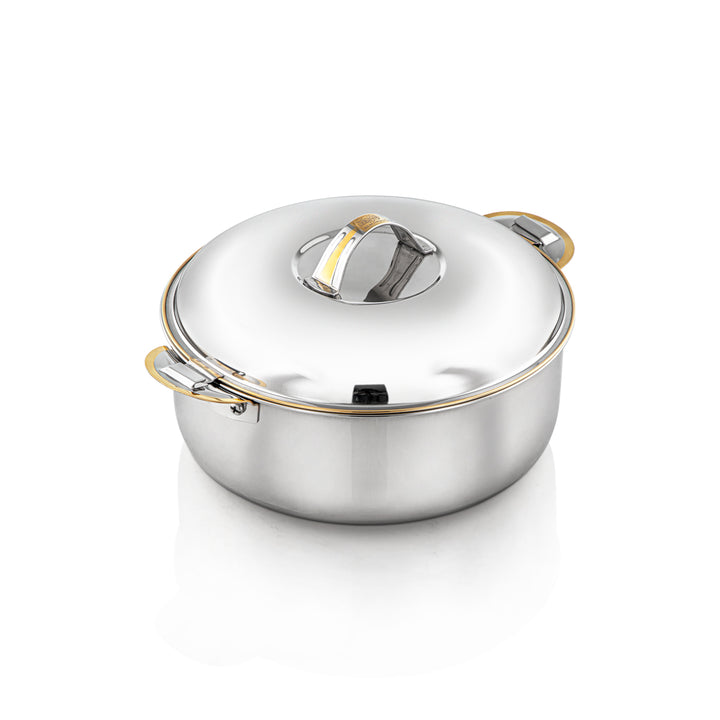 Almarjan 2500 ML Classic Collection Stainless Steel Hot Pot Silver & Gold - H23PG1