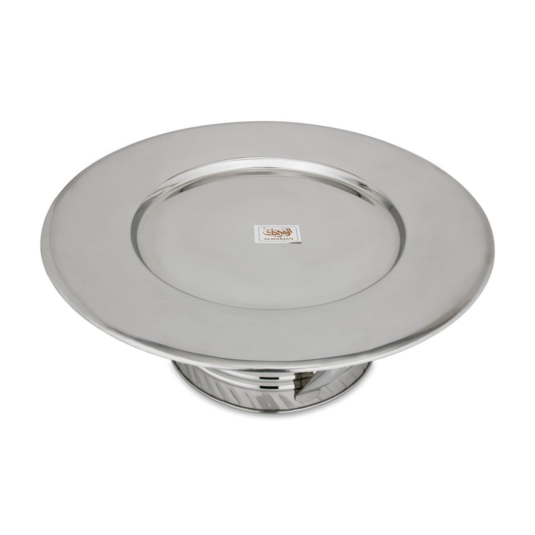 Almarjan 40 CM Stainless Steel Serving Tray With Stand Silver - STS0292383
