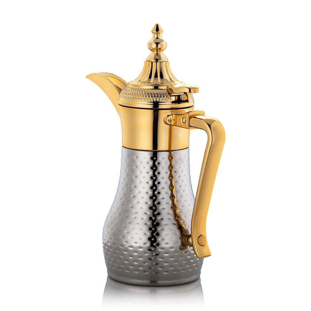 Almarjan 0.35 Liter Stainless Steel Double Wal Hammered Collection Vacuum Dallah Silver & Gold - SUD/H-035-CRG