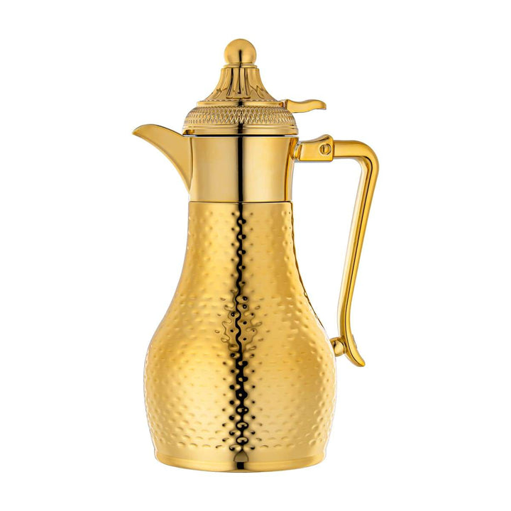 Almarjan 0.6 Liter Stainless Steel Double Wal Hammered Collection Vacuum Tea Dallah Gold - SUT/H-060-G